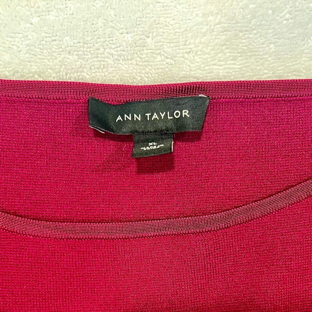 Ann Taylor Shimmer Trim Flare Sleeve Sweater in Plum size XL - Picture 3 of 6